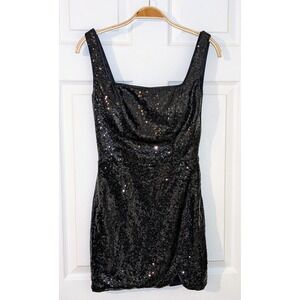 Sequin Mini Dress Party Cocktail Bodycon Sleeveless Black Size 2‎